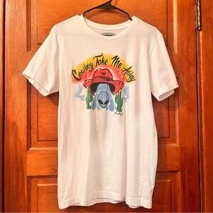 Cowboy Take Me Away Alien Graphic Tee - White - Size Medium